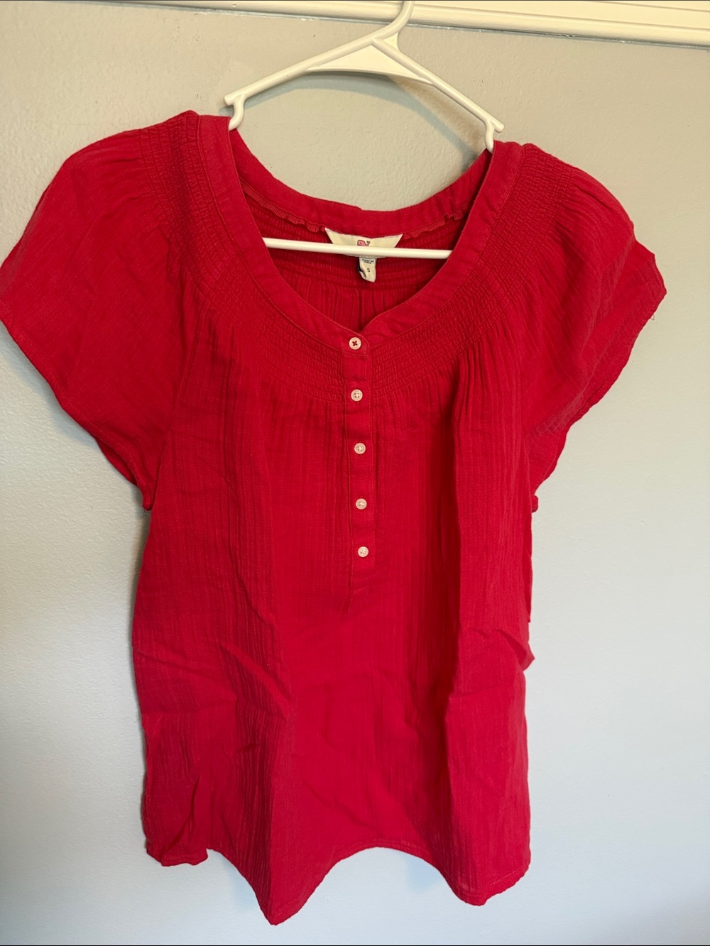 Vineyard Vines muted fushia Short-Sleeve Button-Front Scoop Top